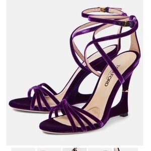 Tom Ford Paradis Velvet Wedge Sandals – Purple